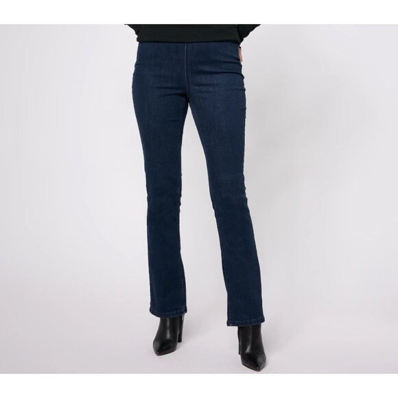 Denim & Co Signature Perfect Flex Regular Pull On Jeans Size Plus 28 Dark Wash - Picture 1 of 7